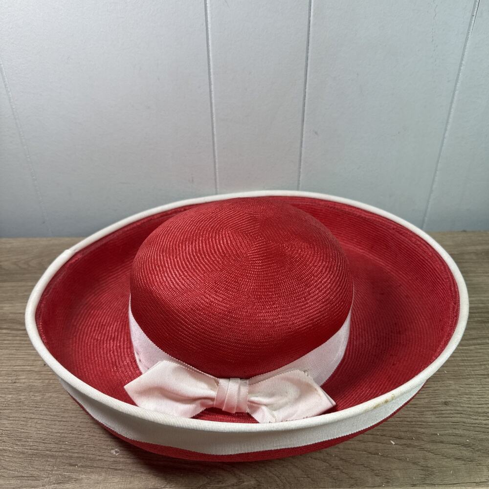 Vintage Don Anderson Red Straw Sun Hat Women’s